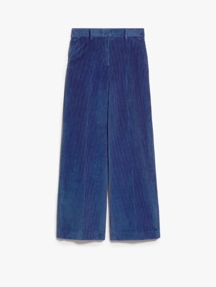 Woman Cotton Velvet Trousers China Blue Maxmara Trousers Woman Cotton Velvet Trousers China Blue Maxmara Trousers