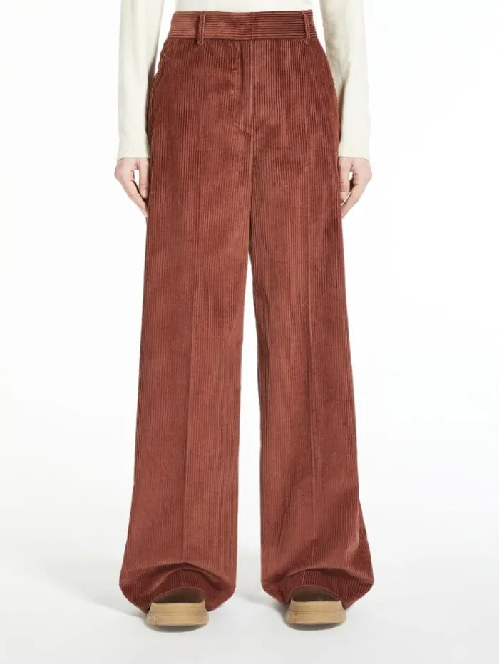Woman Cotton Velvet Trousers Rust Maxmara Trousers