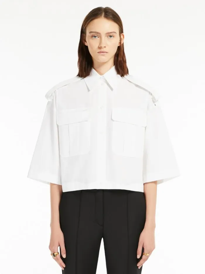 Woman Cropped Shirt Optical White Maxmara Shirts And Tops