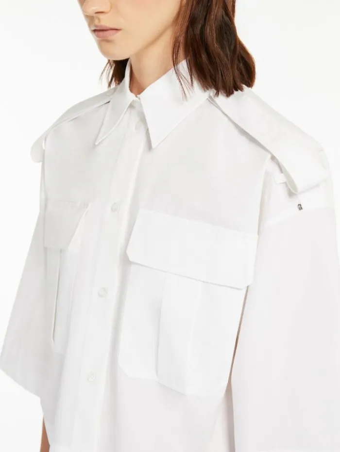 Woman Cropped Shirt Optical White Maxmara Shirts And Tops