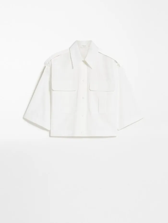 Woman Cropped Shirt Optical White Maxmara Shirts And Tops
