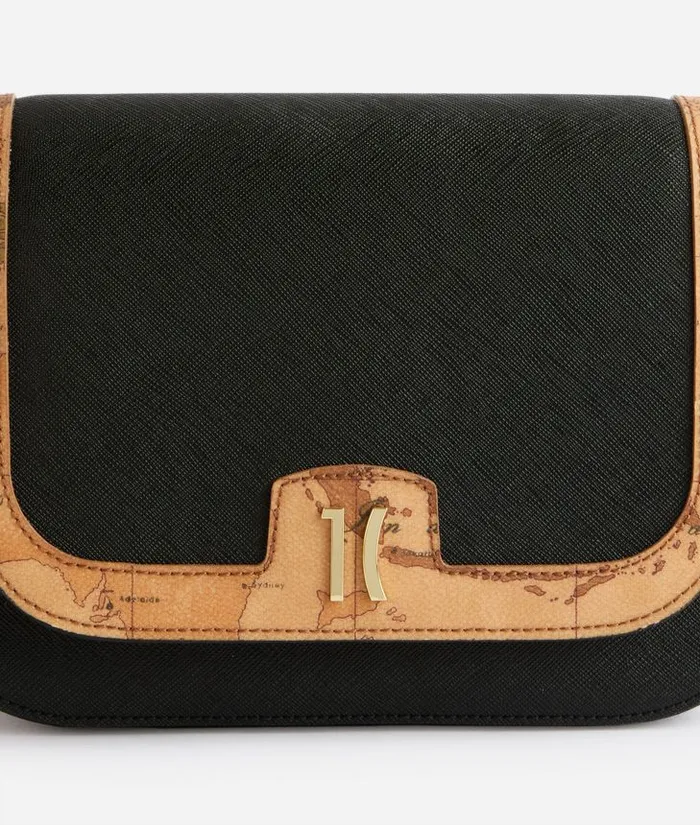 Woman Crossbody Bags Alviero Martini Moments Bag Saffiano Fabric Crossbody Bag With Chain Black