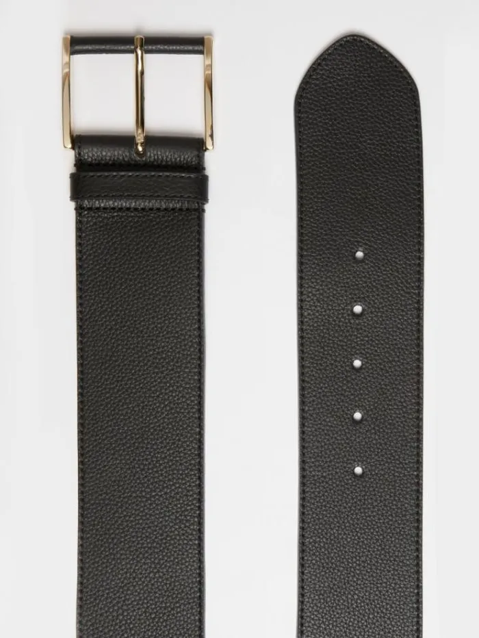 Woman Deerskin Print Leather Belt Black Maxmara Belts