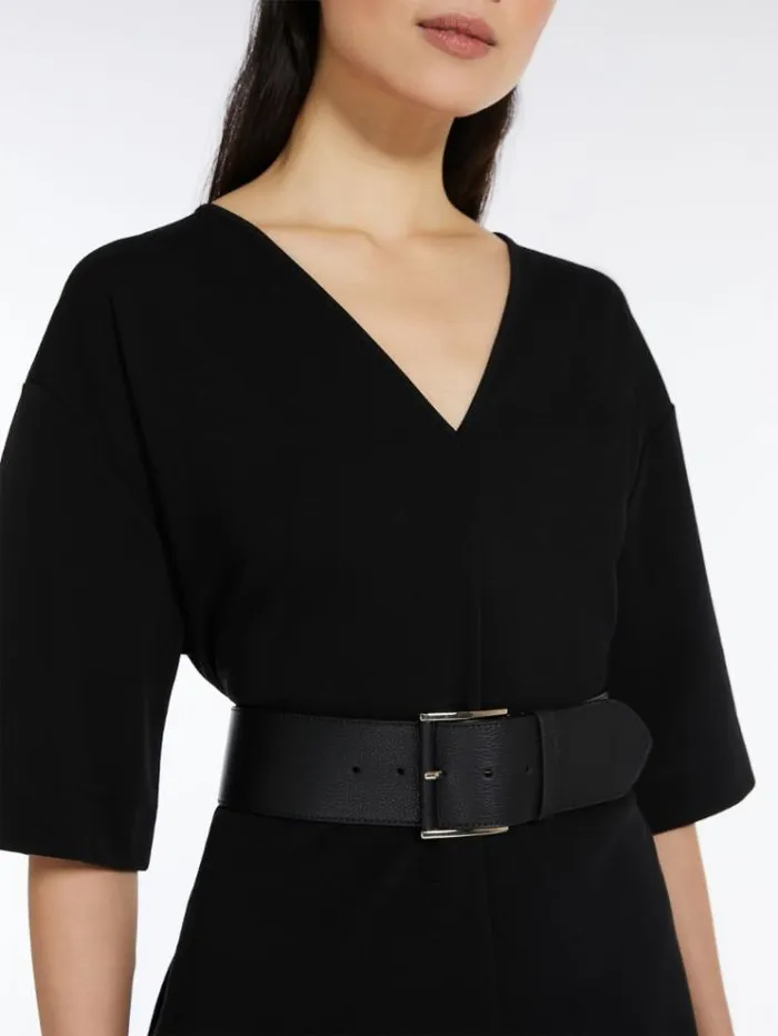 Woman Deerskin Print Leather Belt Black Maxmara Belts Woman Deerskin Print Leather Belt Black Maxmara Belts