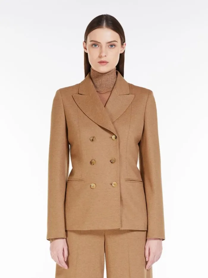 Woman Doublebreasted Jersey Blazer Camel Maxmara Suit