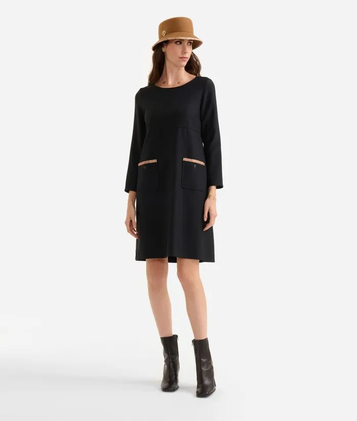 Woman Dresses Alviero Martini Cavalry Twill Shift Dress Black