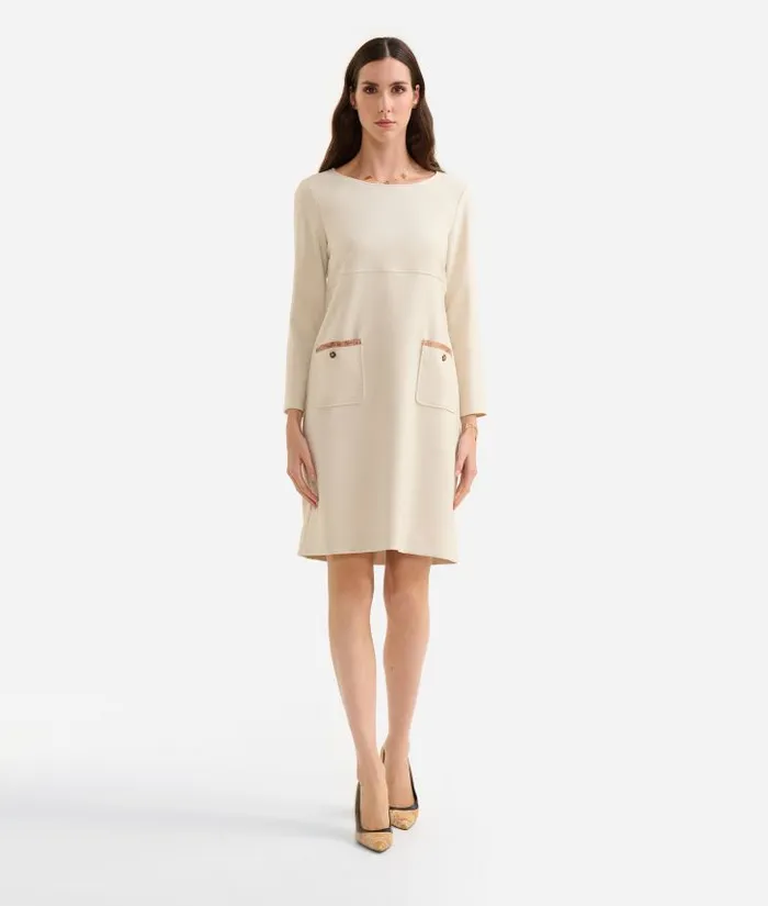 Woman Dresses Alviero Martini Cavalry Twill Shift Dress Wool White