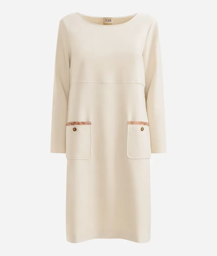 Woman Dresses Alviero Martini Cavalry Twill Shift Dress Wool White