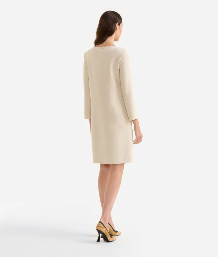 Woman Dresses Alviero Martini Cavalry Twill Shift Dress Wool White