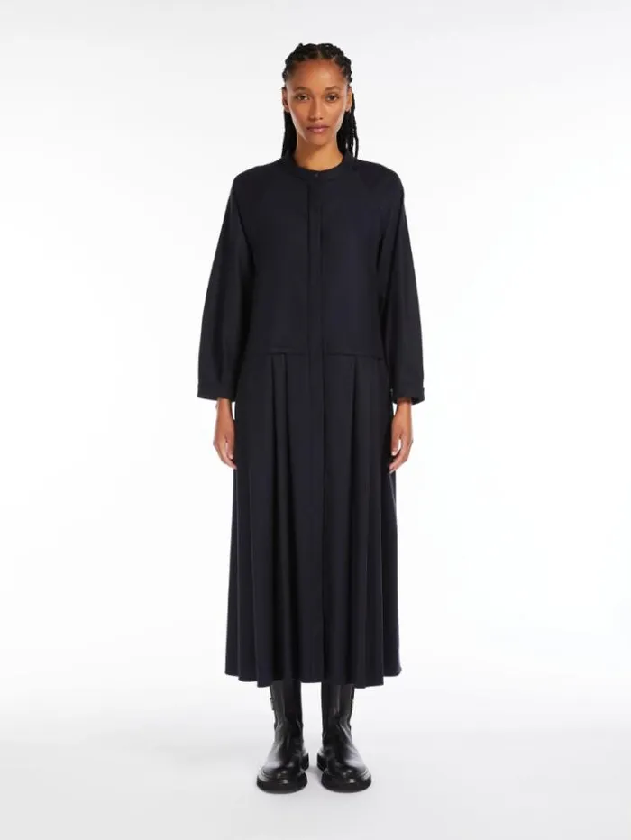 Woman Flared Wool Flannel Dress Midnightblue Maxmara Dresses