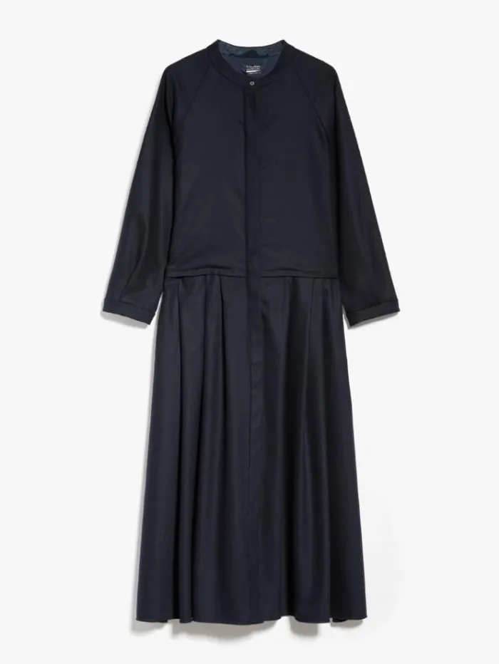 Woman Flared Wool Flannel Dress Midnightblue Maxmara Dresses Woman Flared Wool Flannel Dress Midnightblue Maxmara Dresses