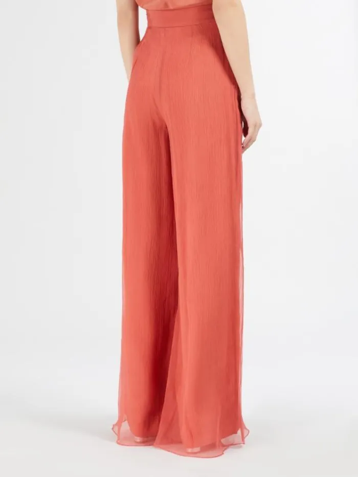 Woman Flowing Silk Trousers Geranium Maxmara Trousers Woman Flowing Silk Trousers Geranium Maxmara Trousers