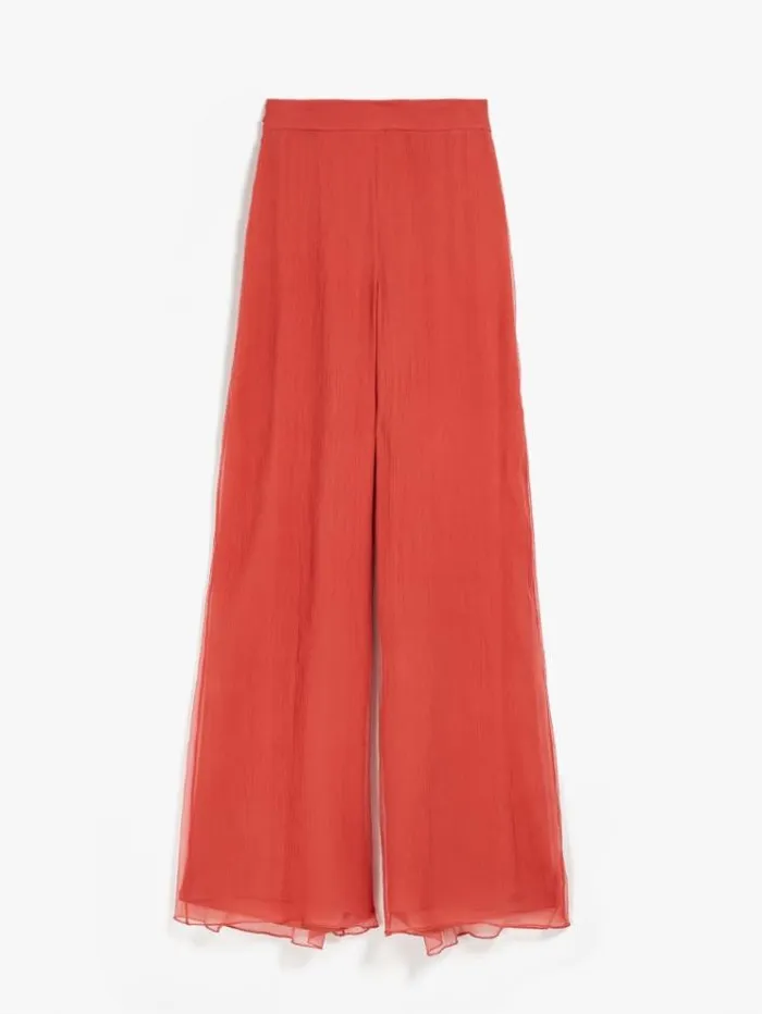Woman Flowing Silk Trousers Geranium Maxmara Trousers Woman Flowing Silk Trousers Geranium Maxmara Trousers