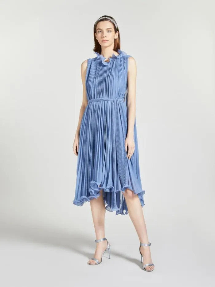 Woman Georgette Dress Cornflower Blue Maxmara Bridal Clothing