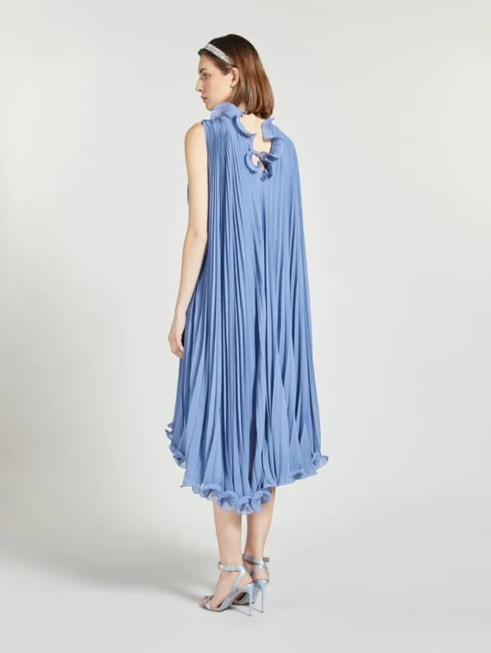 Woman Georgette Dress Cornflower Blue Maxmara Bridal Clothing Woman Georgette Dress Cornflower Blue Maxmara Bridal Clothing