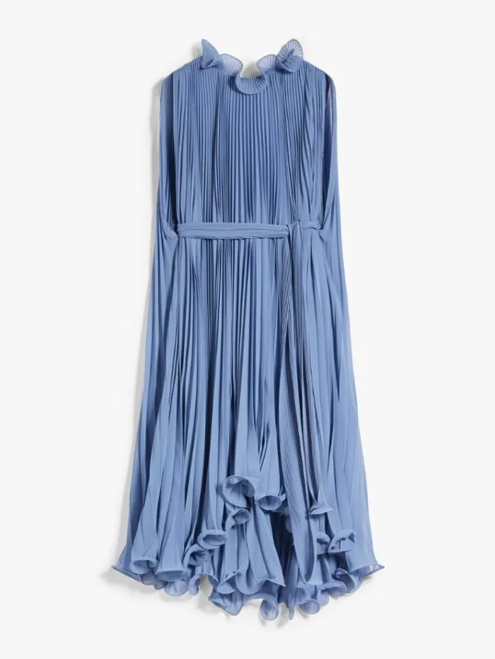 Woman Georgette Dress Cornflower Blue Maxmara Bridal Clothing Woman Georgette Dress Cornflower Blue Maxmara Bridal Clothing