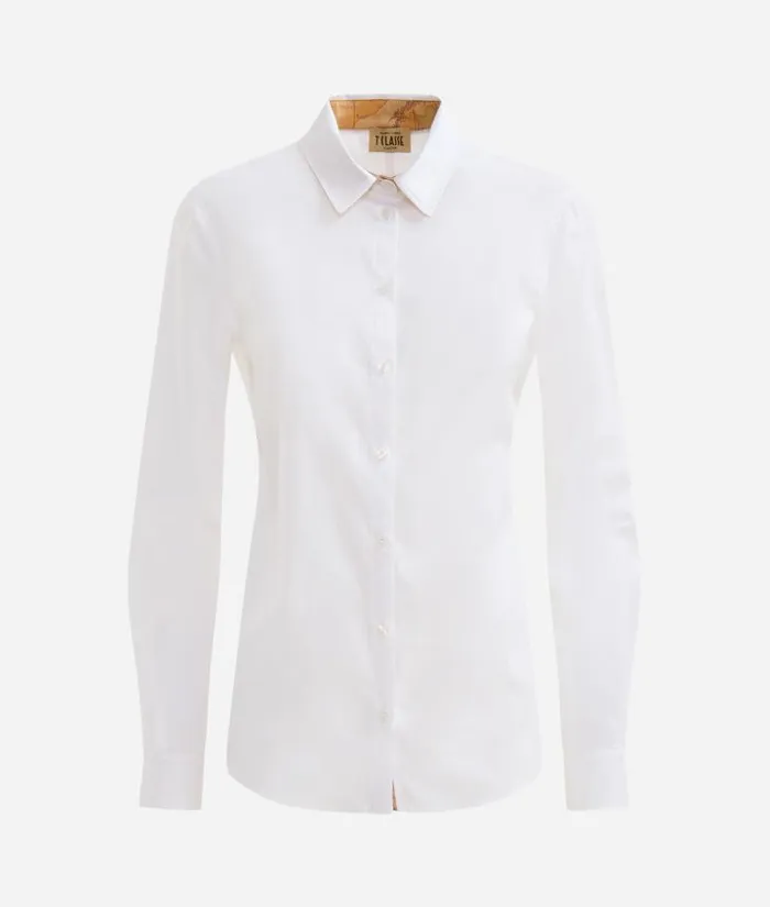 Woman Knitwears Shirts and Tops Alviero Martini Stretch Cotton Poplin Office Shirt White