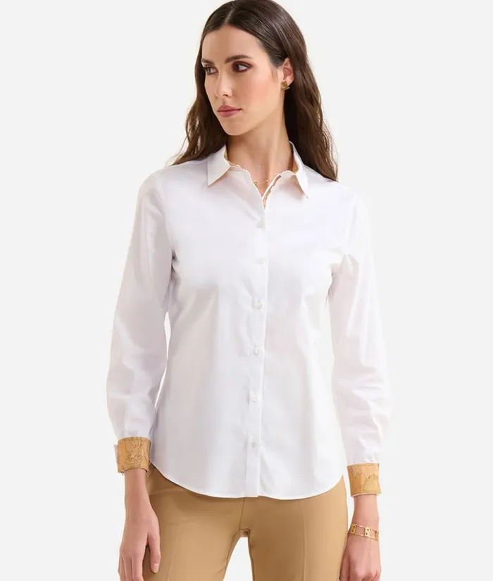 Woman Knitwears Shirts and Tops Alviero Martini Stretch Cotton Poplin Office Shirt White