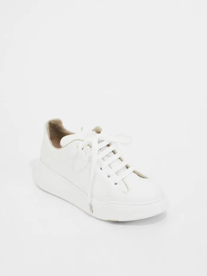 Woman Leather Sneakers Optical White Maxmara Sneakers