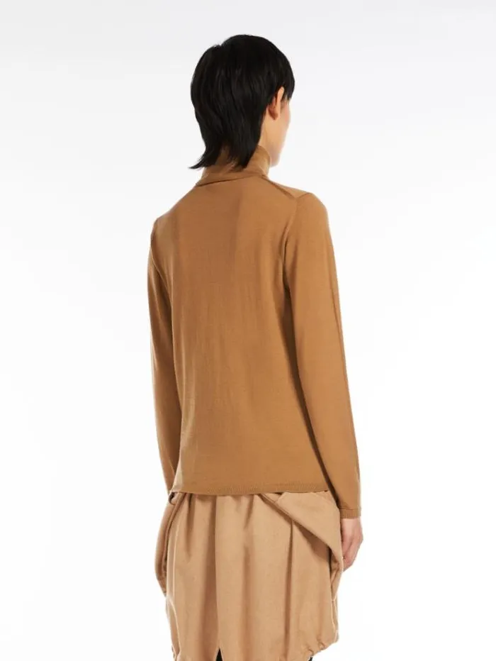 Woman Lightweight Wool Turtleneck Camel Maxmara Knitwear And Sweatshirts Woman Lightweight Wool Turtleneck Camel Maxmara Knitwear And Sweatshirts