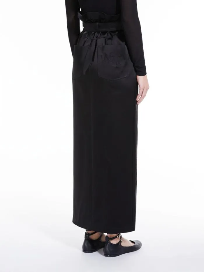 Woman Long Satin Skirt Black Maxmara Skirts Woman Long Satin Skirt Black Maxmara Skirts