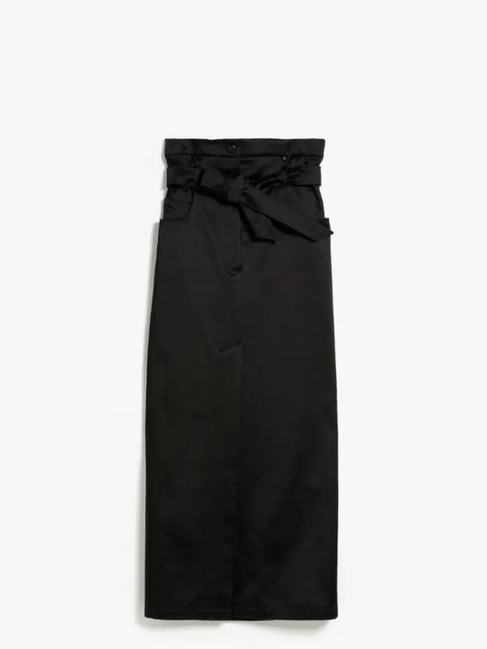 Woman Long Satin Skirt Black Maxmara Skirts Woman Long Satin Skirt Black Maxmara Skirts
