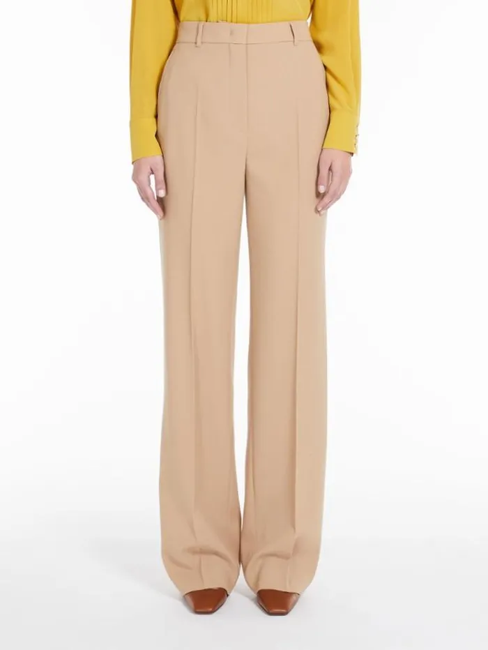 Woman Long Wool Crepe Trousers Camel Maxmara Suit