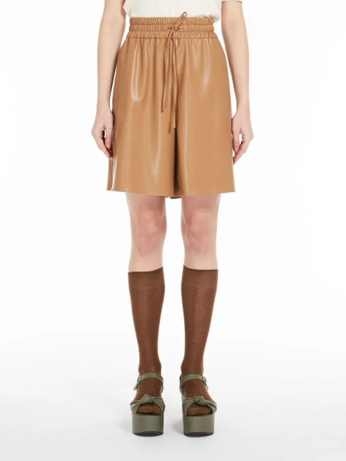Woman Loosefit Shorts With Drawstring Camel Maxmara Trousers