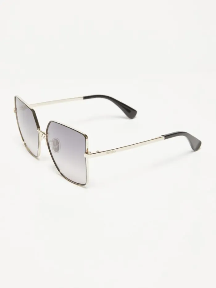 Woman Oversized Metal Sunglasses Black Maxmara Eyewear