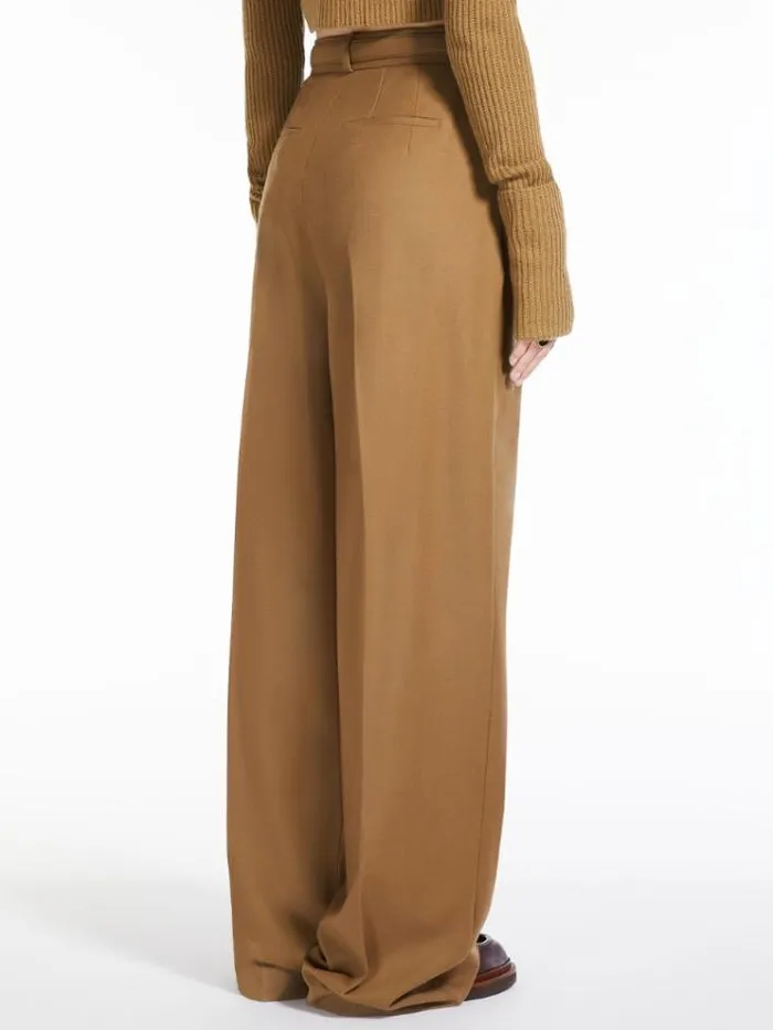 Woman Oversized Stretch Wool Trousers Kaki Maxmara Trousers Woman Oversized Stretch Wool Trousers Kaki Maxmara Trousers