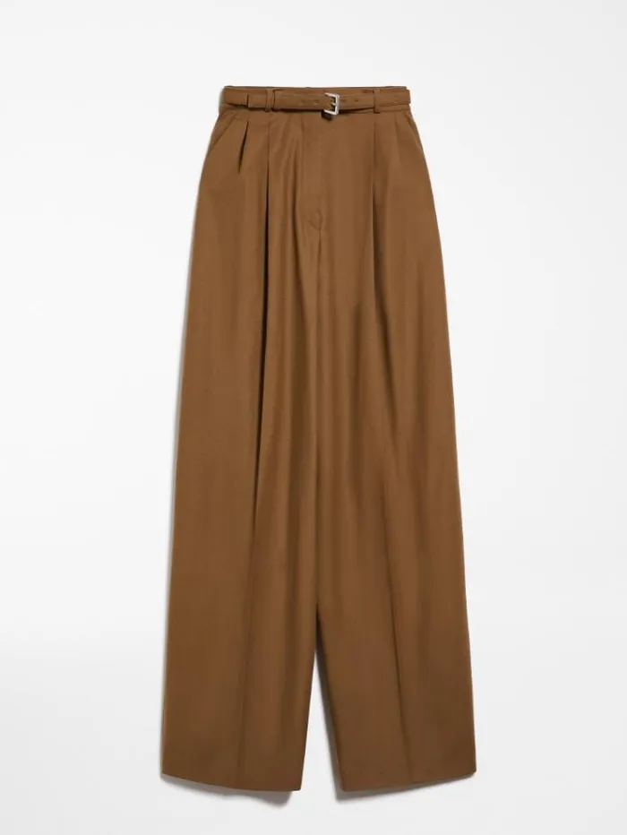 Woman Oversized Stretch Wool Trousers Kaki Maxmara Trousers Woman Oversized Stretch Wool Trousers Kaki Maxmara Trousers