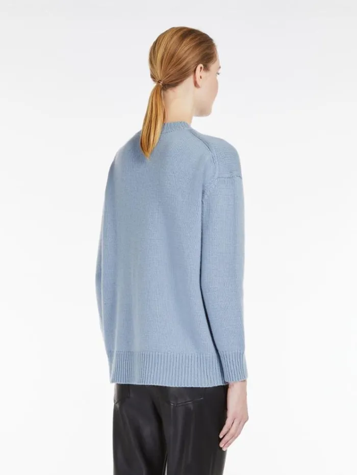 Woman Oversized Wool And Cashmere Sweater Light Blue Maxmara Knitwear And Sweatshirts Woman Oversized Wool And Cashmere Sweater Light Blue Maxmara Knitwear And Sweatshirts