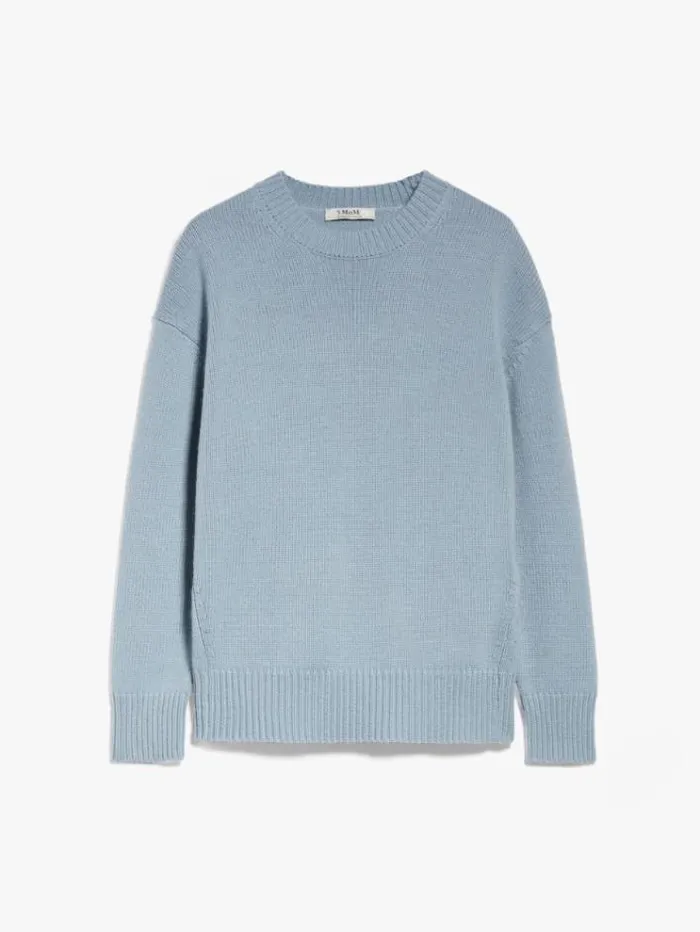 Woman Oversized Wool And Cashmere Sweater Light Blue Maxmara Knitwear And Sweatshirts Woman Oversized Wool And Cashmere Sweater Light Blue Maxmara Knitwear And Sweatshirts