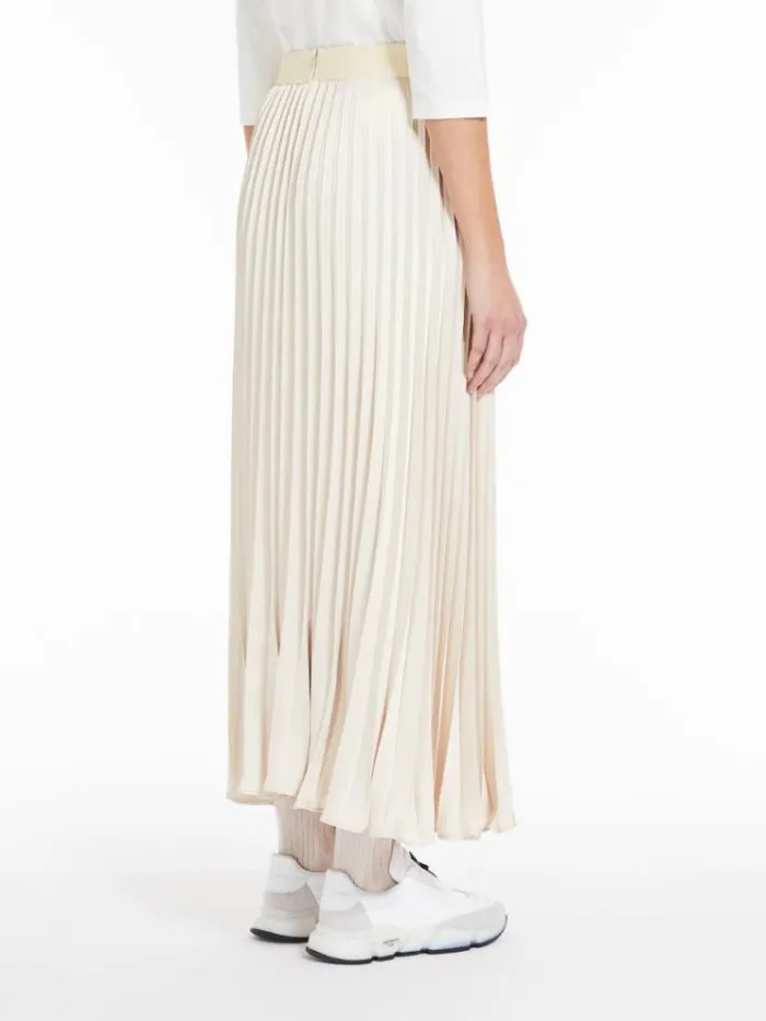 Woman Pleated Satin Skirt Ivory Maxmara Skirts Woman Pleated Satin Skirt Ivory Maxmara Skirts