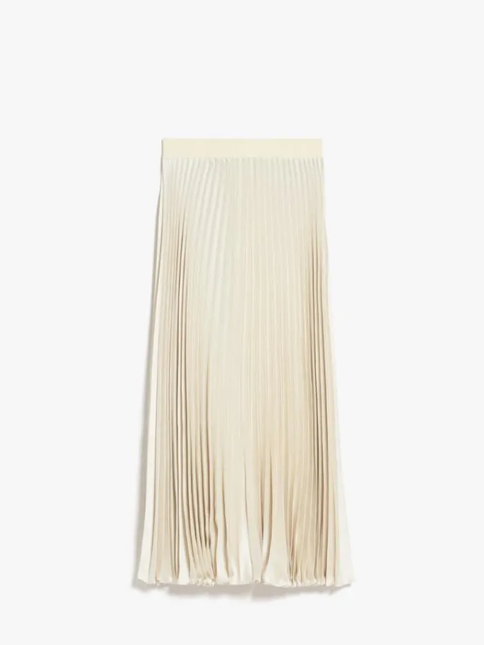 Woman Pleated Satin Skirt Ivory Maxmara Skirts Woman Pleated Satin Skirt Ivory Maxmara Skirts