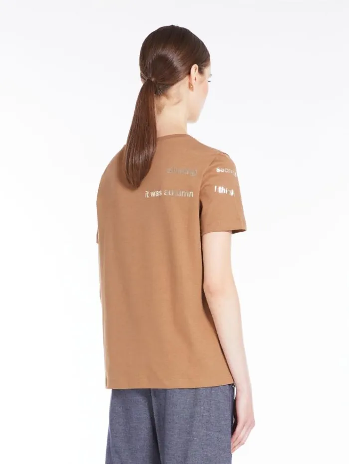 Woman Printed Cotton Tshirt Camel Maxmara Tshirts Woman Printed Cotton Tshirt Camel Maxmara Tshirts