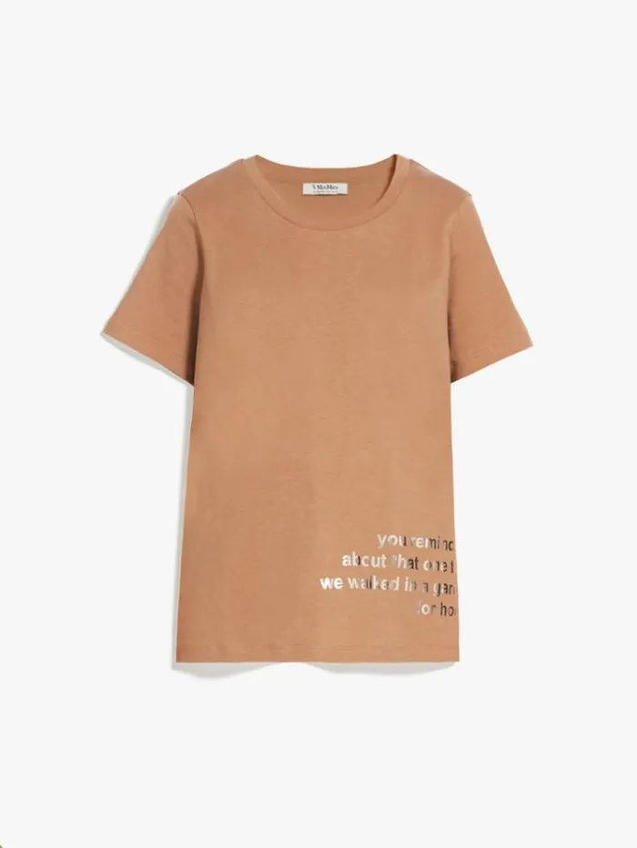 Woman Printed Cotton Tshirt Camel Maxmara Tshirts Woman Printed Cotton Tshirt Camel Maxmara Tshirts