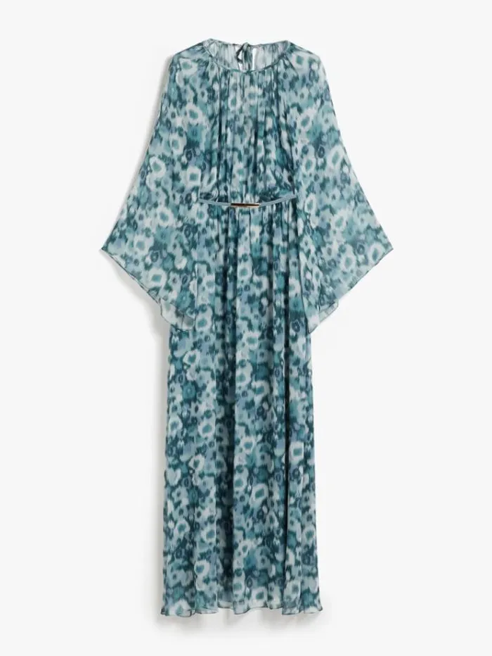 Woman Printed Georgette Dress Light Blue Maxmara Dresses Woman Printed Georgette Dress Light Blue Maxmara Dresses