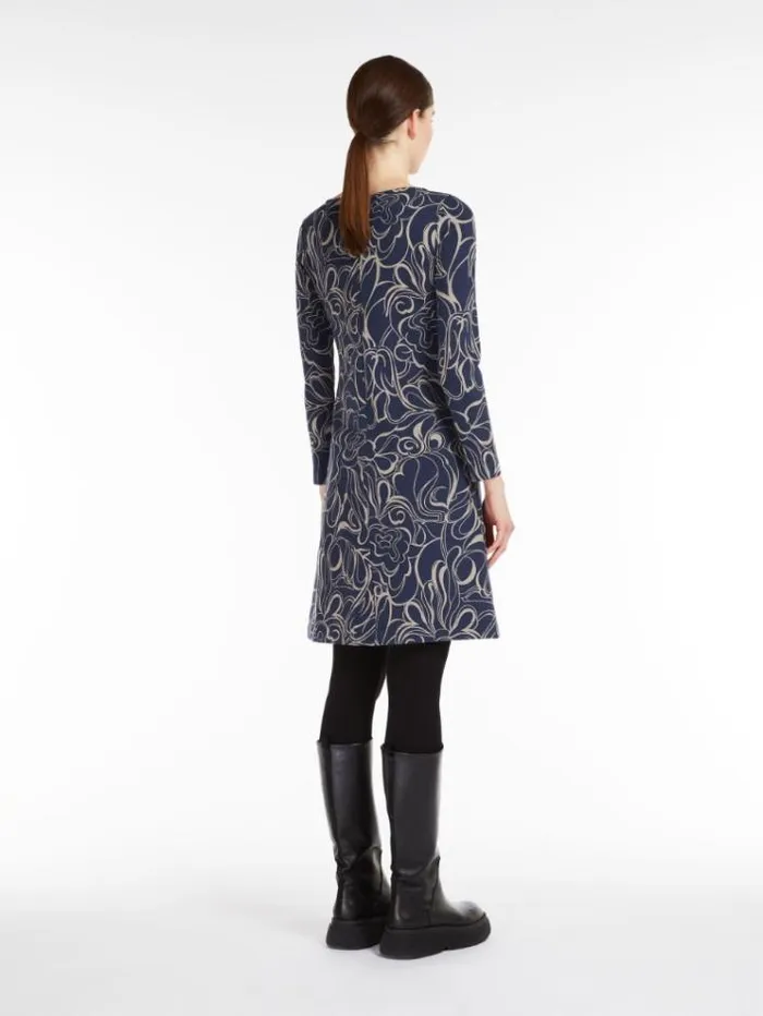 Woman Printed Jersey Dress Ultramarine Maxmara Dresses Woman Printed Jersey Dress Ultramarine Maxmara Dresses