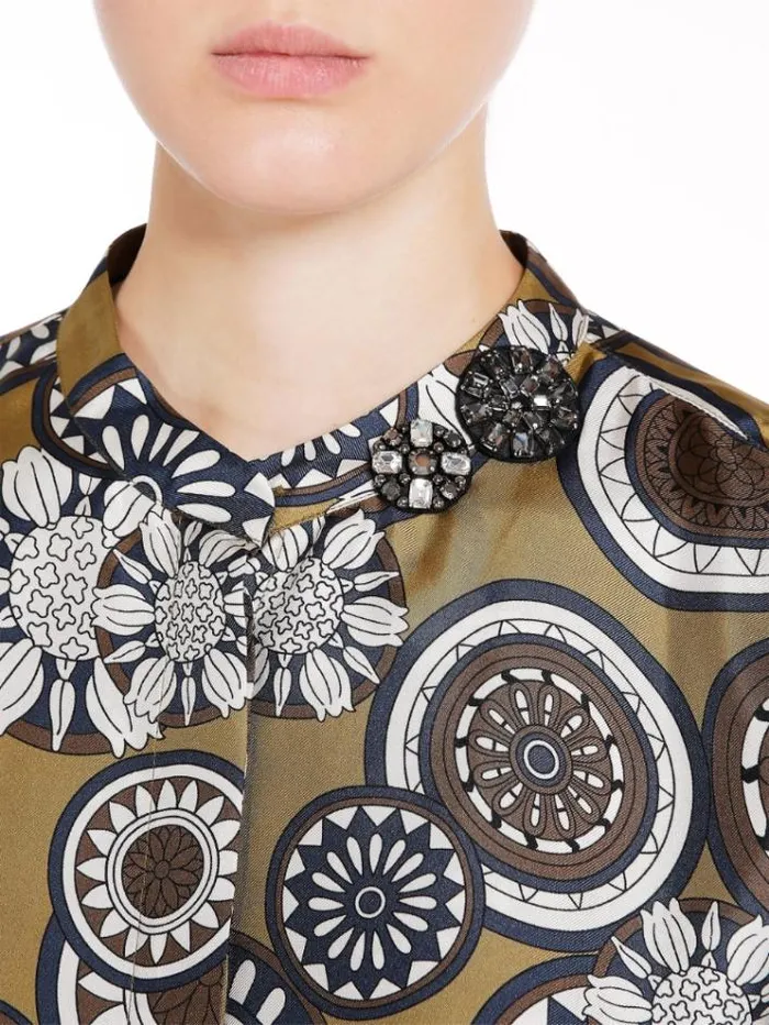 Woman Printed Silk Kaftan Dress Ochre Maxmara Dresses Woman Printed Silk Kaftan Dress Ochre Maxmara Dresses