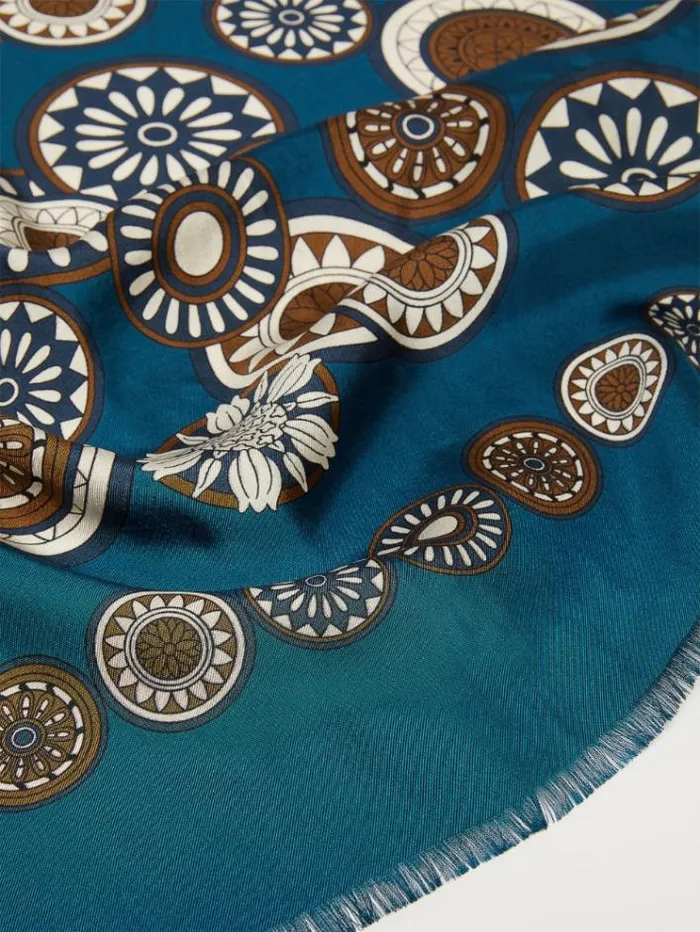 Woman Printed Silk Scarf Ultramarine Maxmara Scarves And Foulards Woman Printed Silk Scarf Ultramarine Maxmara Scarves And Foulards