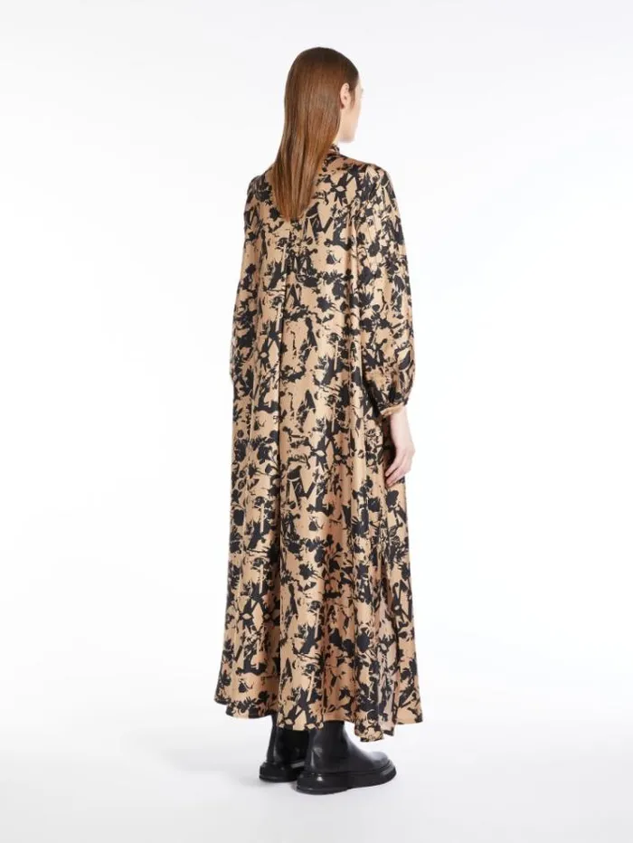 Woman Printed Silk Twill Dress Camel Maxmara Dresses Woman Printed Silk Twill Dress Camel Maxmara Dresses