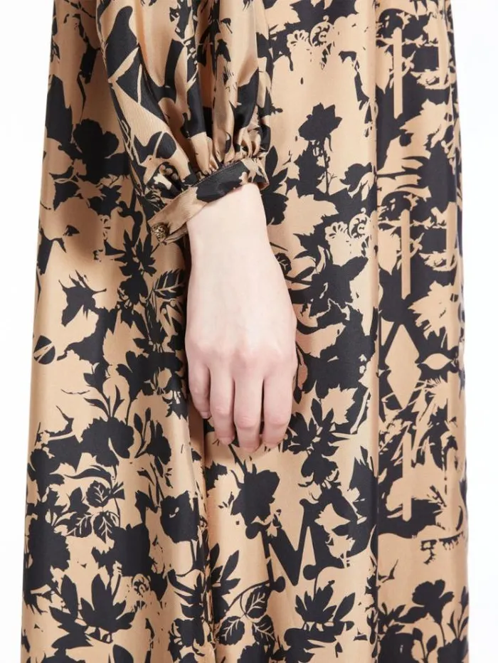 Woman Printed Silk Twill Dress Camel Maxmara Dresses Woman Printed Silk Twill Dress Camel Maxmara Dresses