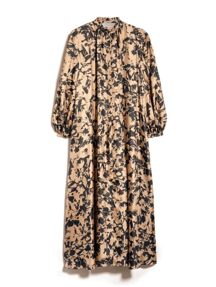 Woman Printed Silk Twill Dress Camel Maxmara Dresses Woman Printed Silk Twill Dress Camel Maxmara Dresses