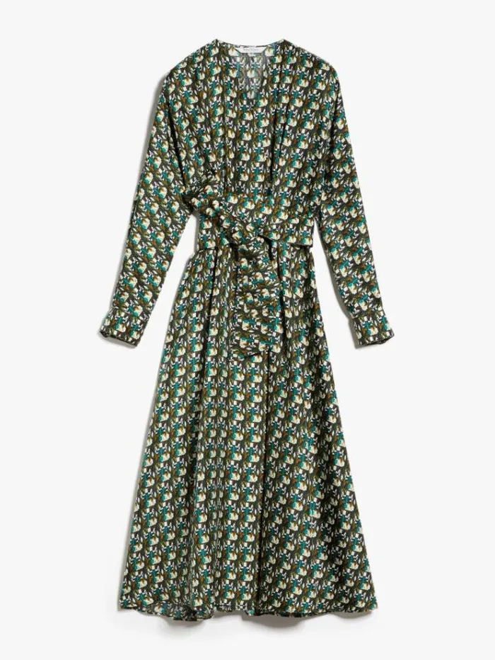 Woman Printed Silk Wrap Dress Black Maxmara Dresses Woman Printed Silk Wrap Dress Black Maxmara Dresses