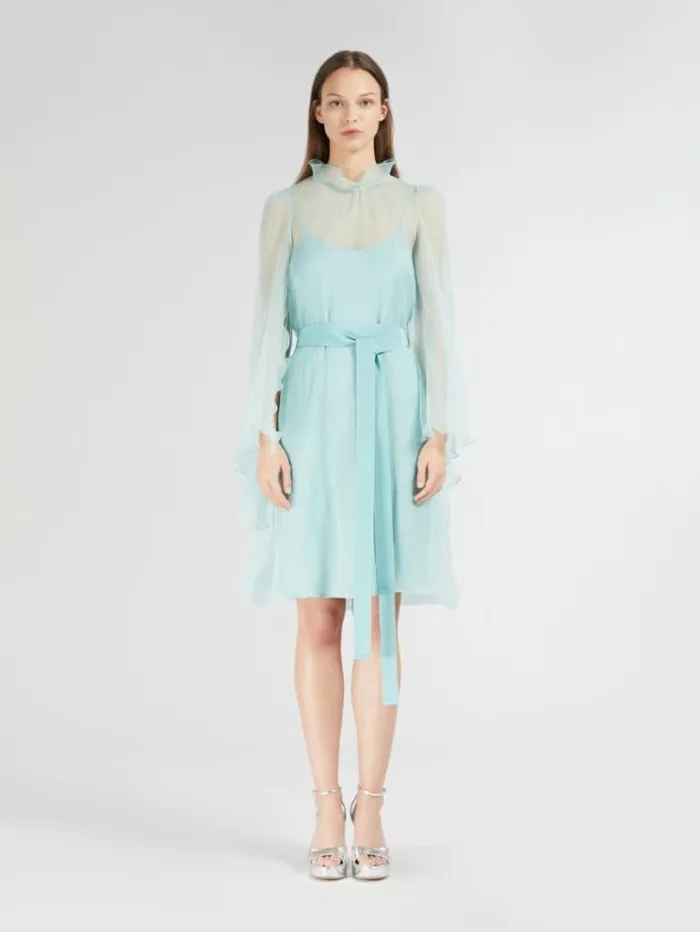 Woman Short Silk Couture Dress Water Maxmara Dresses
