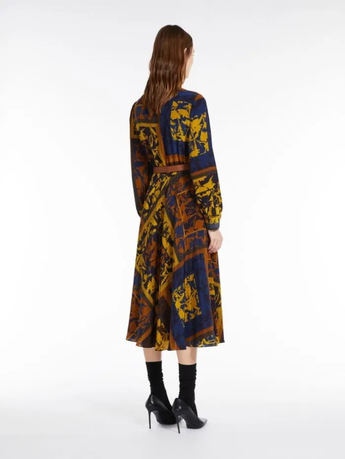 Woman Silk Dress With A Handkerchief Skirt Navy Maxmara Dresses Woman Silk Dress With A Handkerchief Skirt Navy Maxmara Dresses