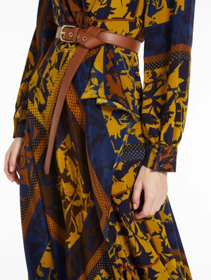 Woman Silk Dress With A Handkerchief Skirt Navy Maxmara Dresses Woman Silk Dress With A Handkerchief Skirt Navy Maxmara Dresses