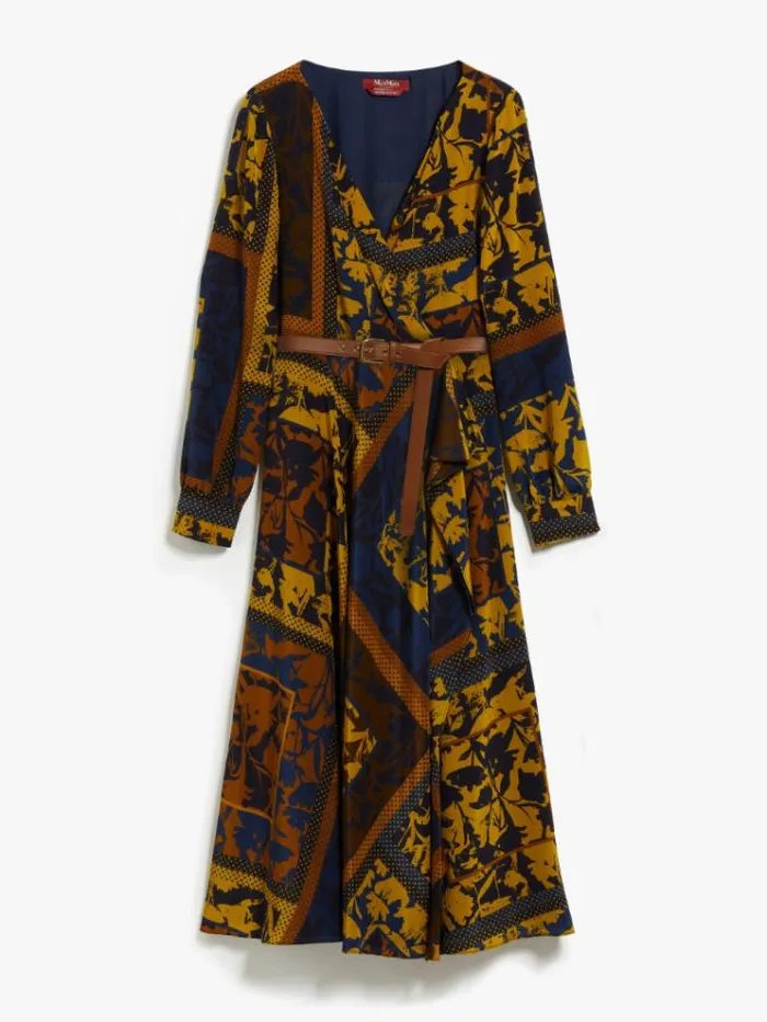 Woman Silk Dress With A Handkerchief Skirt Navy Maxmara Dresses Woman Silk Dress With A Handkerchief Skirt Navy Maxmara Dresses