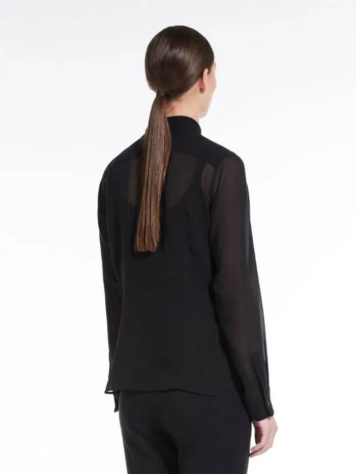 Woman Silk Georgette Shirt Black Maxmara Shirts And Tops